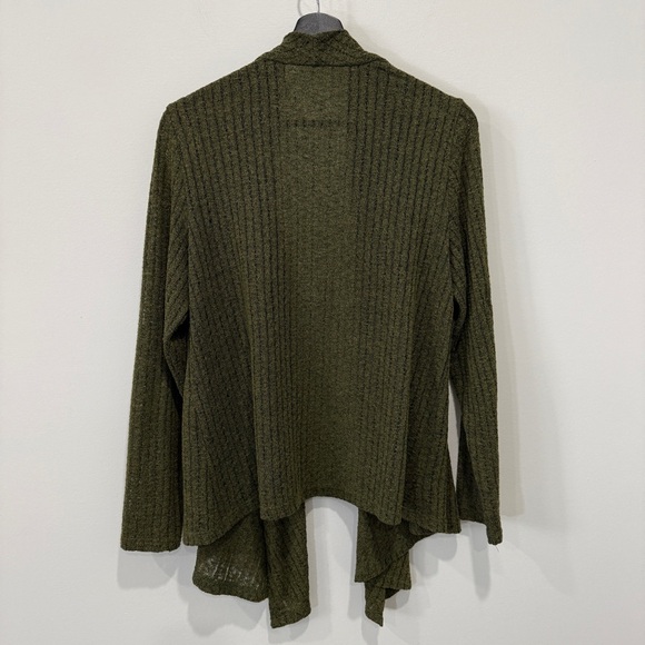 Olive Green Women's Open Knit Cardigan Size L - Picture 7 of 15